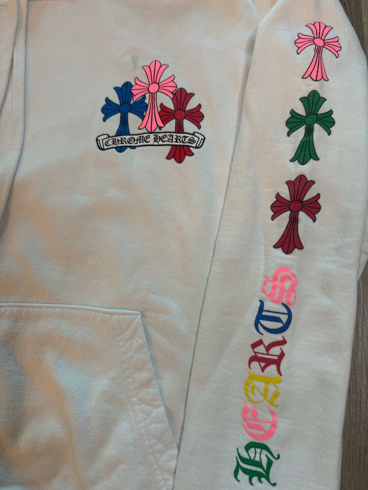 Chrome Hearts White Multicolor Cross Hoodie