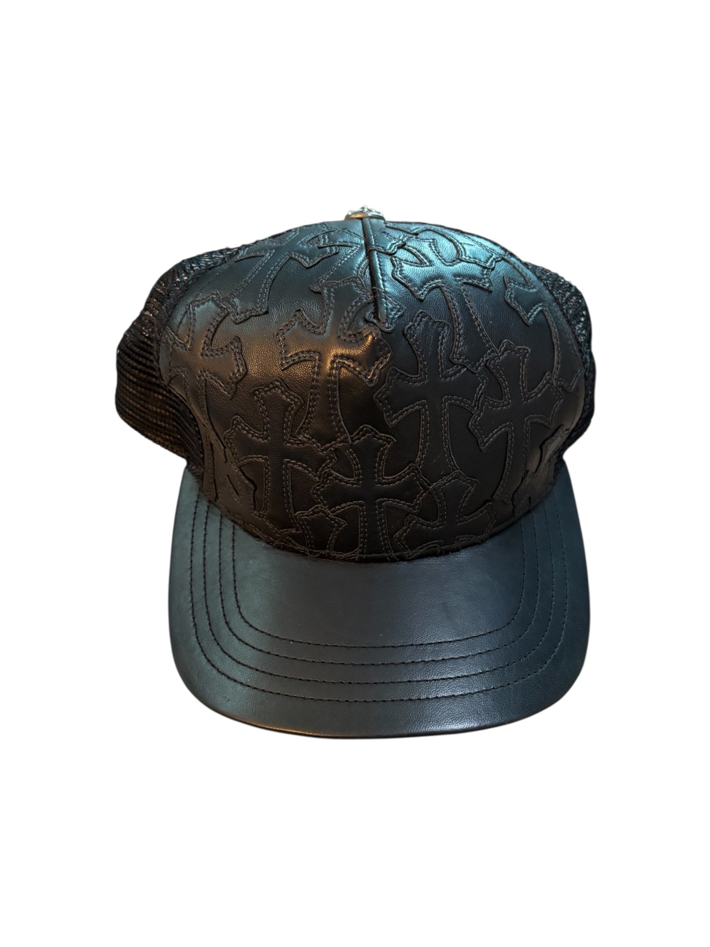 Chrome Heart Full Leather Flooded Cross Patch Hat