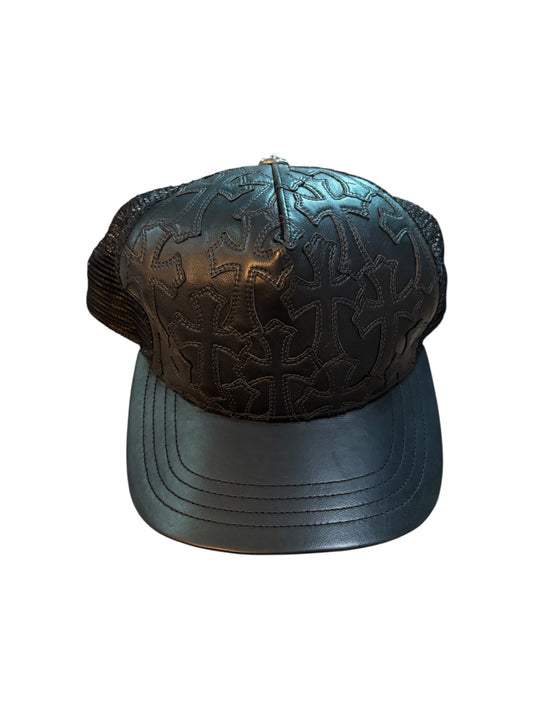 Chrome Heart Full Leather Flooded Cross Patch Hat